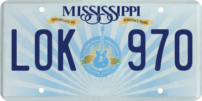 MS license plate LOK970