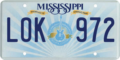 MS license plate LOK972