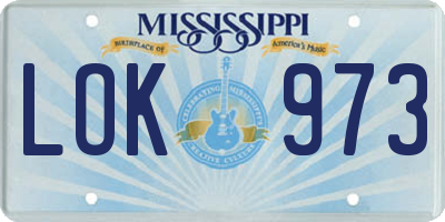 MS license plate LOK973