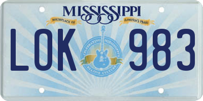 MS license plate LOK983