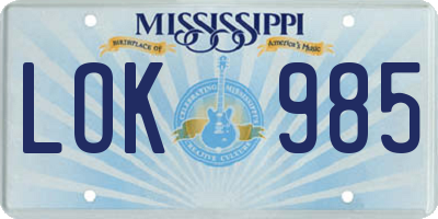 MS license plate LOK985