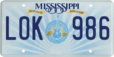 MS license plate LOK986