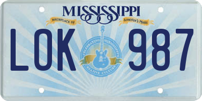 MS license plate LOK987