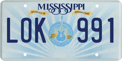 MS license plate LOK991