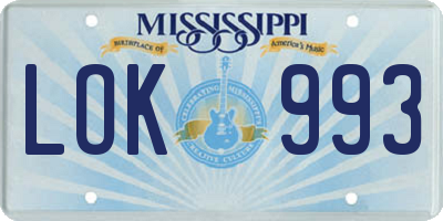 MS license plate LOK993