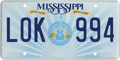 MS license plate LOK994