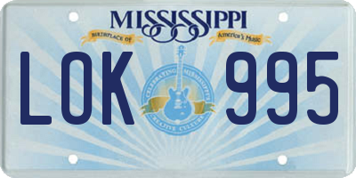 MS license plate LOK995