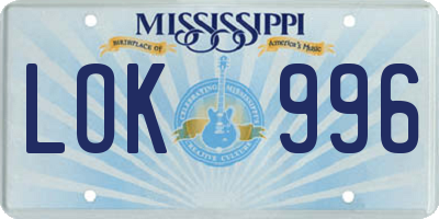 MS license plate LOK996