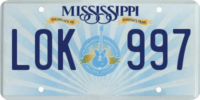 MS license plate LOK997