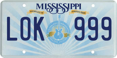 MS license plate LOK999