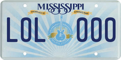 MS license plate LOL000