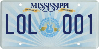 MS license plate LOL001