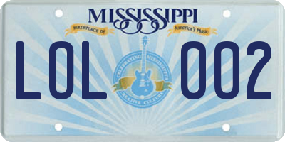 MS license plate LOL002