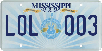 MS license plate LOL003