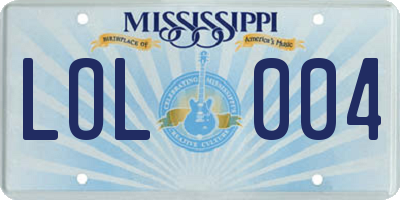 MS license plate LOL004