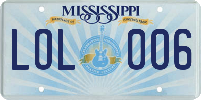 MS license plate LOL006