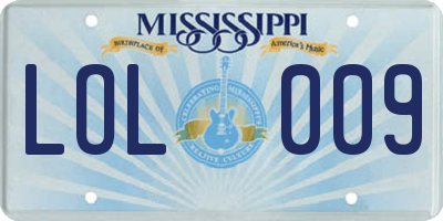 MS license plate LOL009