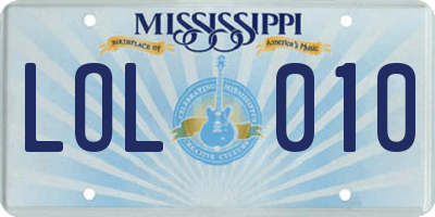 MS license plate LOL010