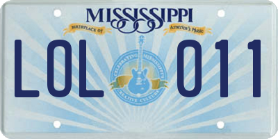 MS license plate LOL011