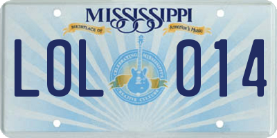 MS license plate LOL014
