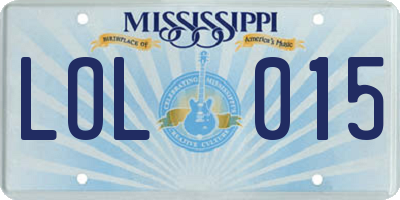 MS license plate LOL015