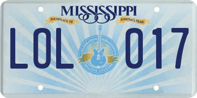MS license plate LOL017