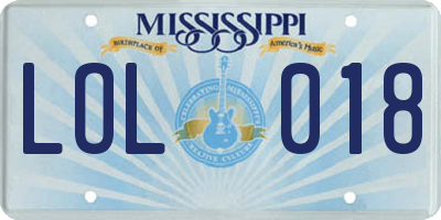 MS license plate LOL018