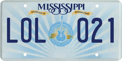 MS license plate LOL021