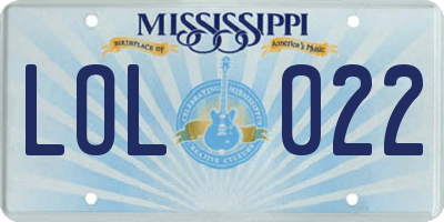 MS license plate LOL022