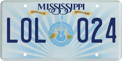 MS license plate LOL024