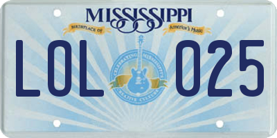 MS license plate LOL025