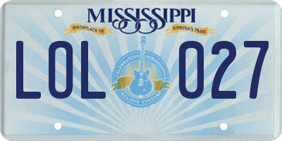 MS license plate LOL027