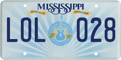 MS license plate LOL028