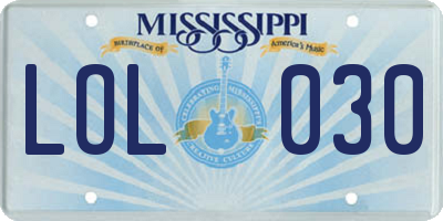 MS license plate LOL030