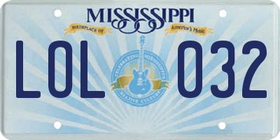 MS license plate LOL032