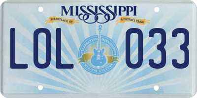 MS license plate LOL033
