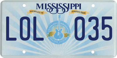 MS license plate LOL035
