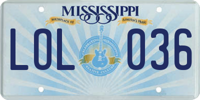 MS license plate LOL036