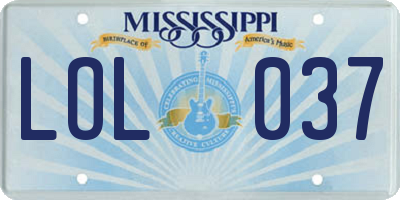 MS license plate LOL037