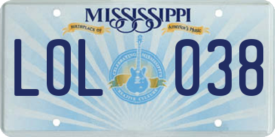 MS license plate LOL038