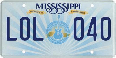 MS license plate LOL040