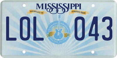 MS license plate LOL043