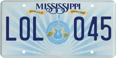 MS license plate LOL045
