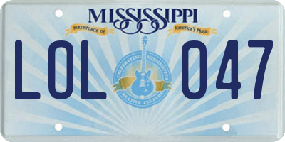 MS license plate LOL047