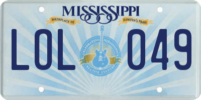 MS license plate LOL049
