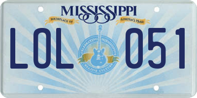MS license plate LOL051