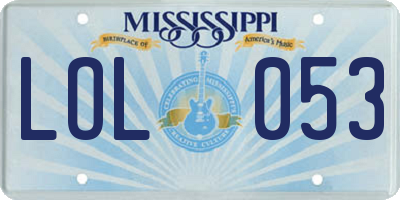 MS license plate LOL053