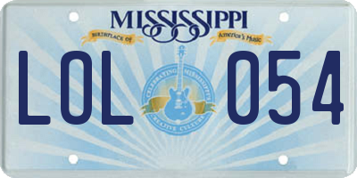 MS license plate LOL054