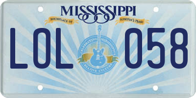 MS license plate LOL058