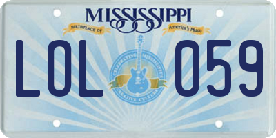 MS license plate LOL059